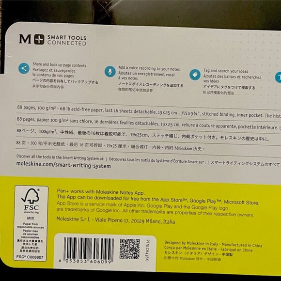 Moleskine Smart Cahier Journals 2 XL Black Notebook Digital Notes Plain 7.5 x 10 - Picture 5 of 5